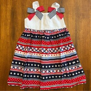 Patriotic Boutique Dress by Bonne Jean | Red White Blue Stars | 4T